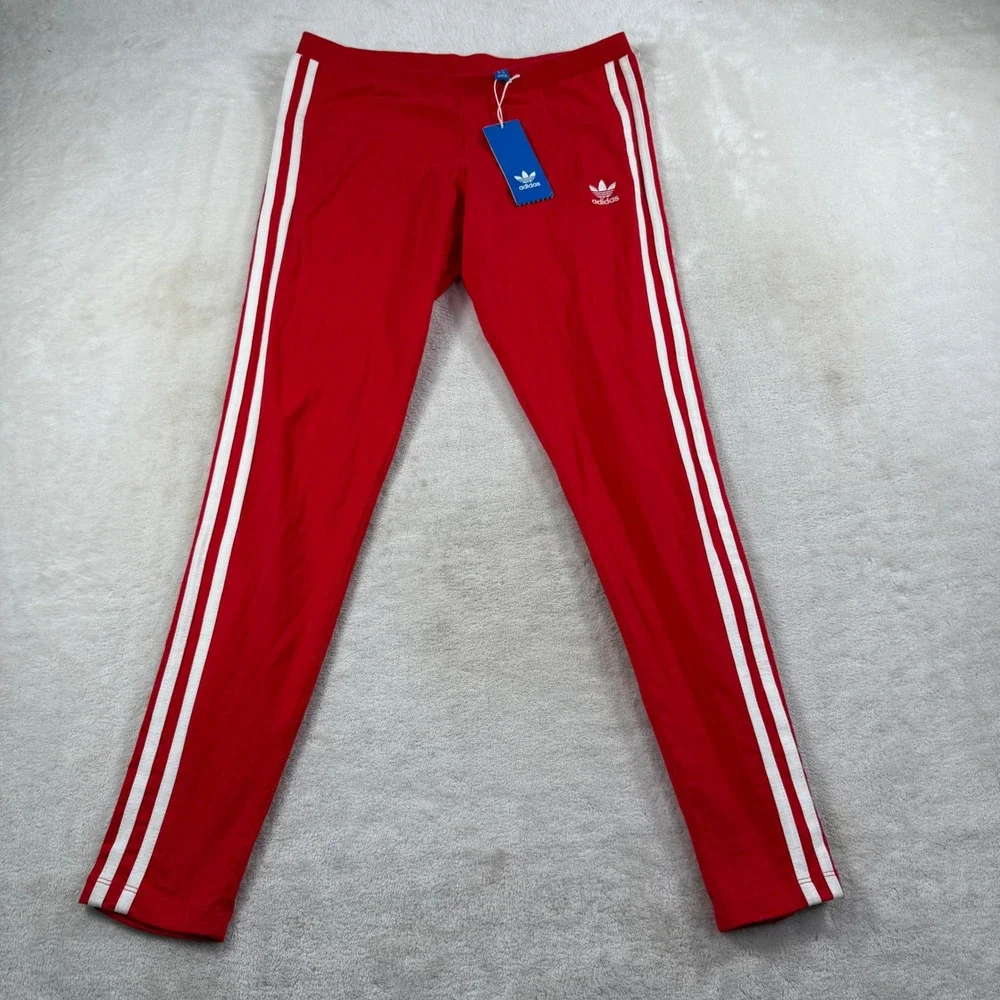Adidas Originals Womens 3-Stripes Leggings Red White Trefoil Tights CE5438 M